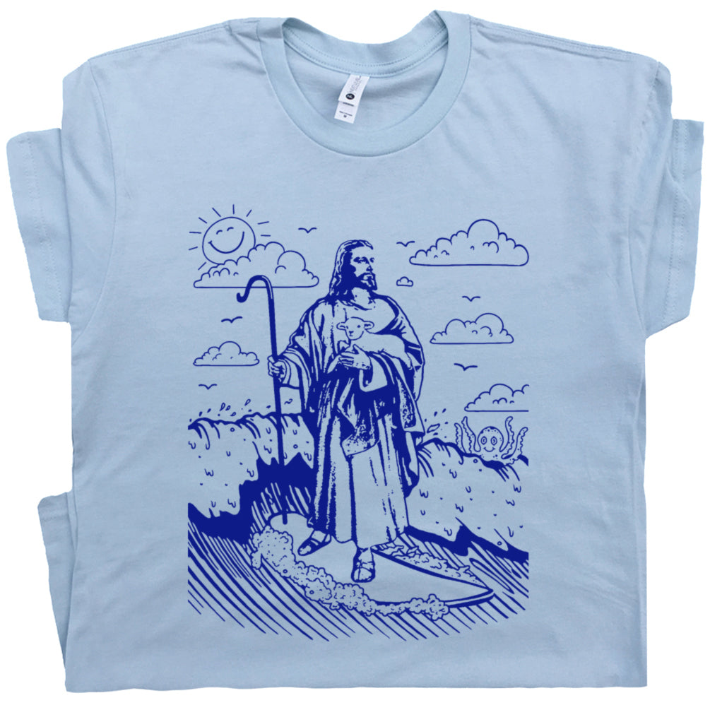 Surfing Jesus T Shirt Vintage Surfing Graphic Tee Surf Christian Surfer