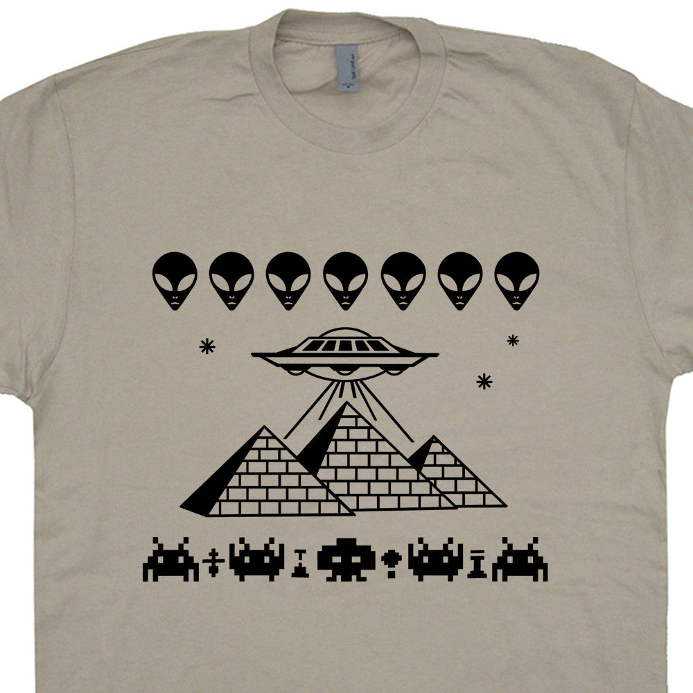 Pyramid T Shirt UFO T Shirt Space Invaders T Shirt Area 51 Shirt Aliens Tee